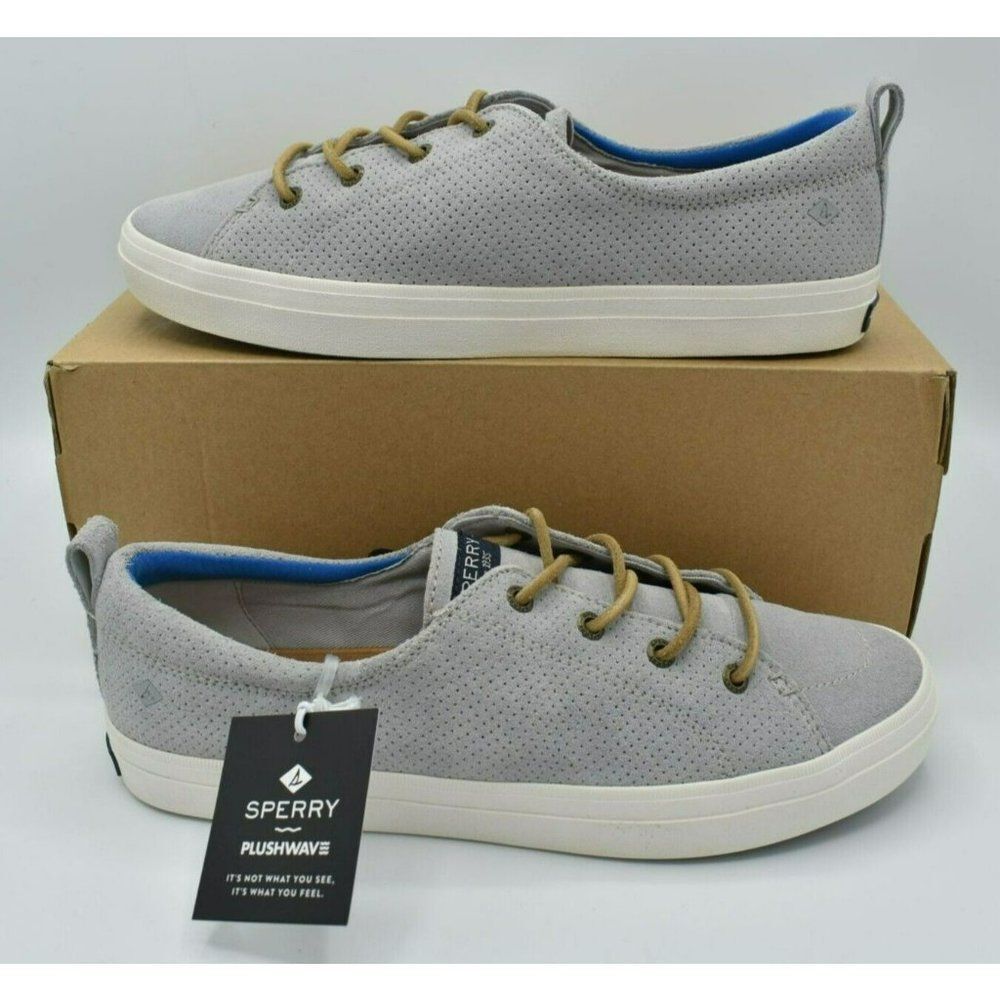 Sperry Women Sz 8.5 Crest Vibe Plushwave Leather Vapor Grey Lace Up Casual Shoes